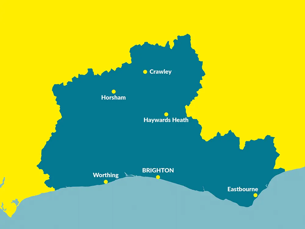 Commercial Cleaning in Sussex area map