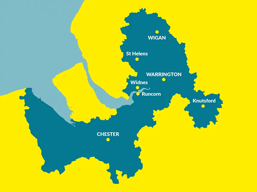 Commercial Cleaning in Warrington area map